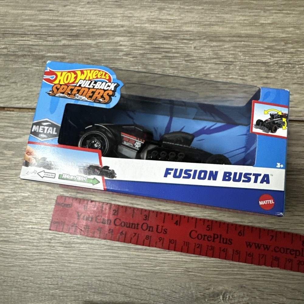 Hot Wheels Pull-Back Speeders Fusion Busta Kids 1:43 Black NEW Die-Cast Car
